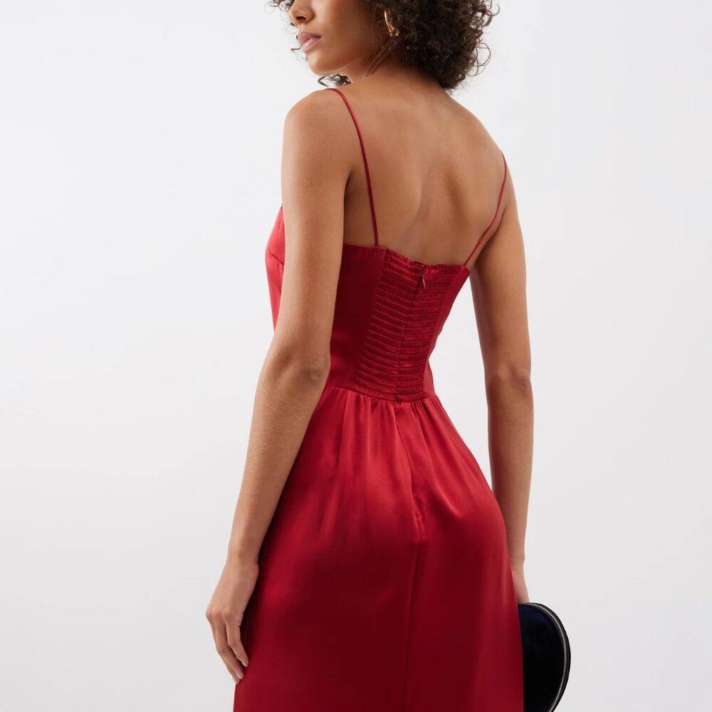 Reformation Frankie Silk Dress | Big Red Rosette 🕸Silk🕸 🎉SALE🎀 NEW - Picture 3 of 6